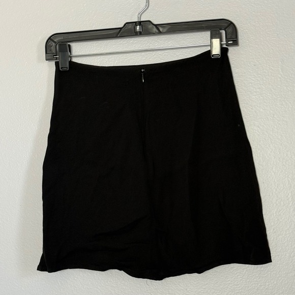 Reformation Margot Mini Skirt Black Side Slit Crepe - 2 - Picture 6 of 6